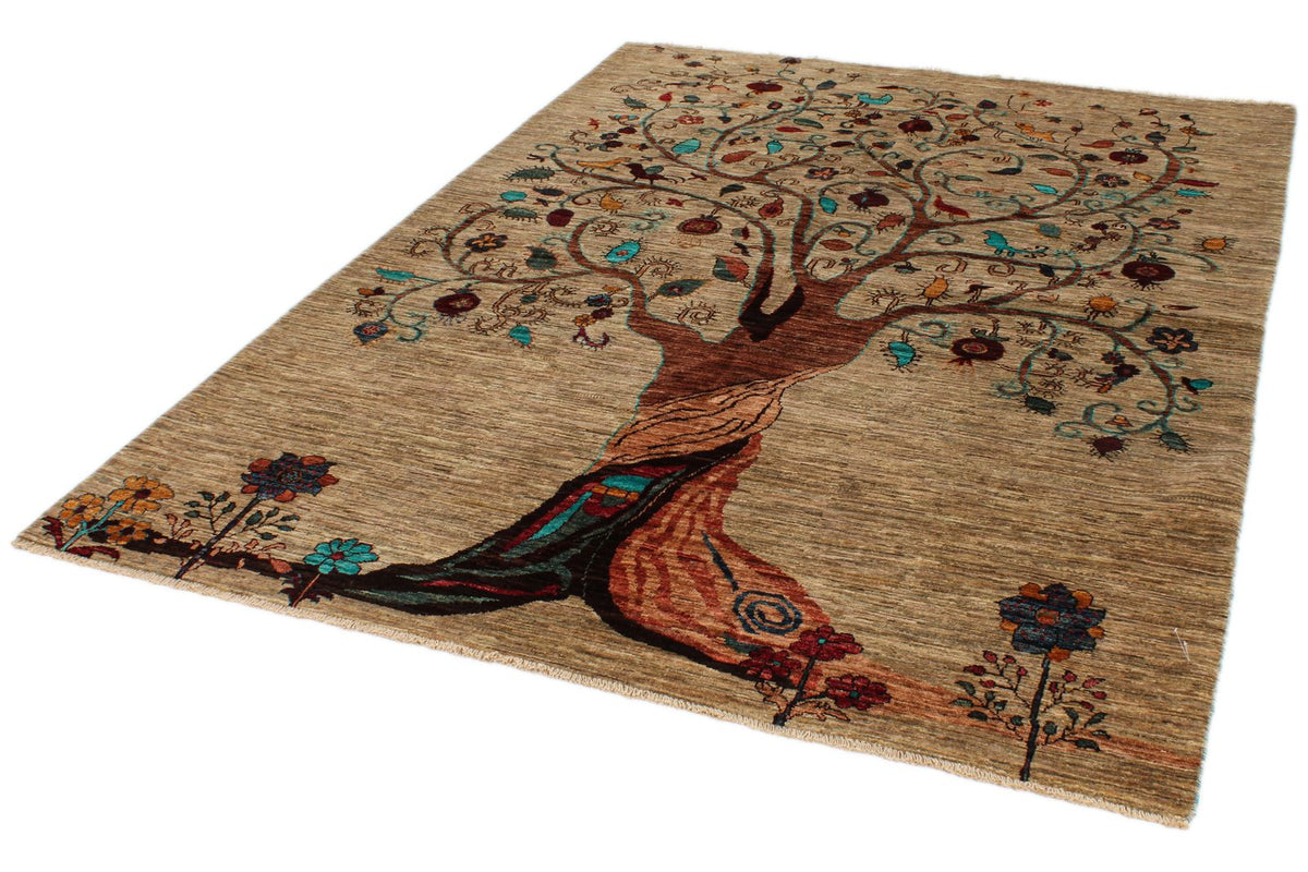 6x8 Beige and Multicolor Modern Contemporary Rug