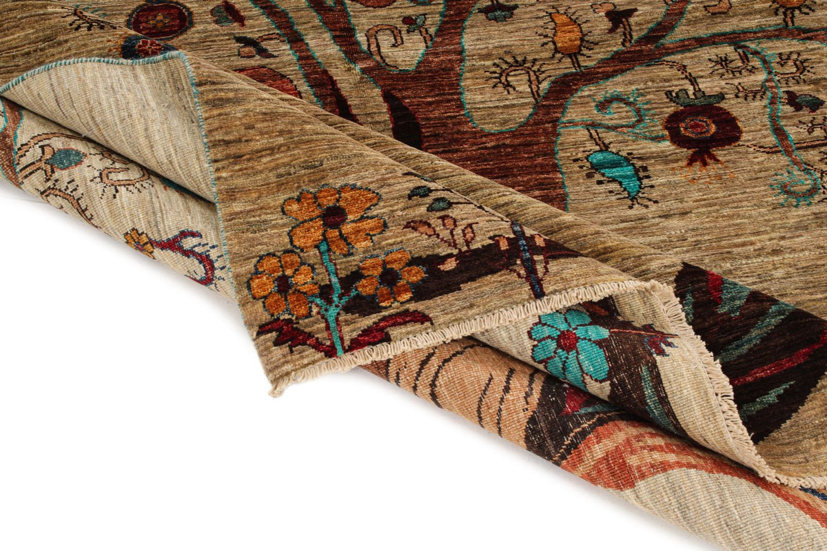 6x8 Beige and Multicolor Modern Contemporary Rug
