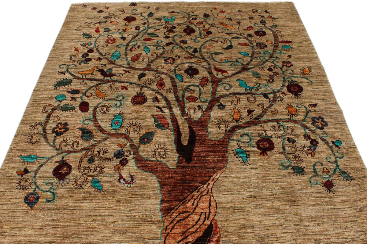 6x8 Beige and Multicolor Modern Contemporary Rug