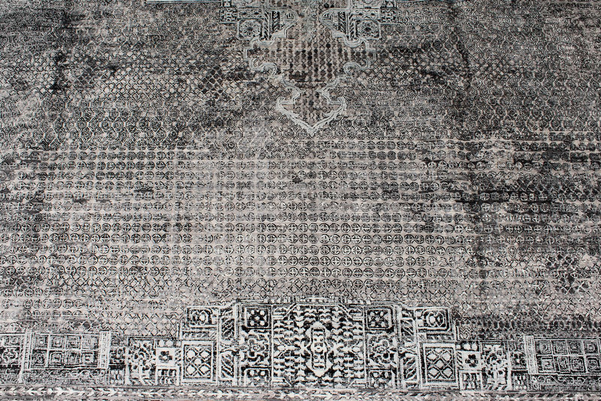 10x13 Silver and Black Turkish Antep Rug