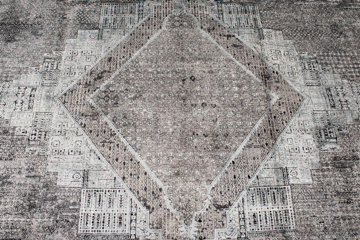10x13 Silver and Black Turkish Antep Rug