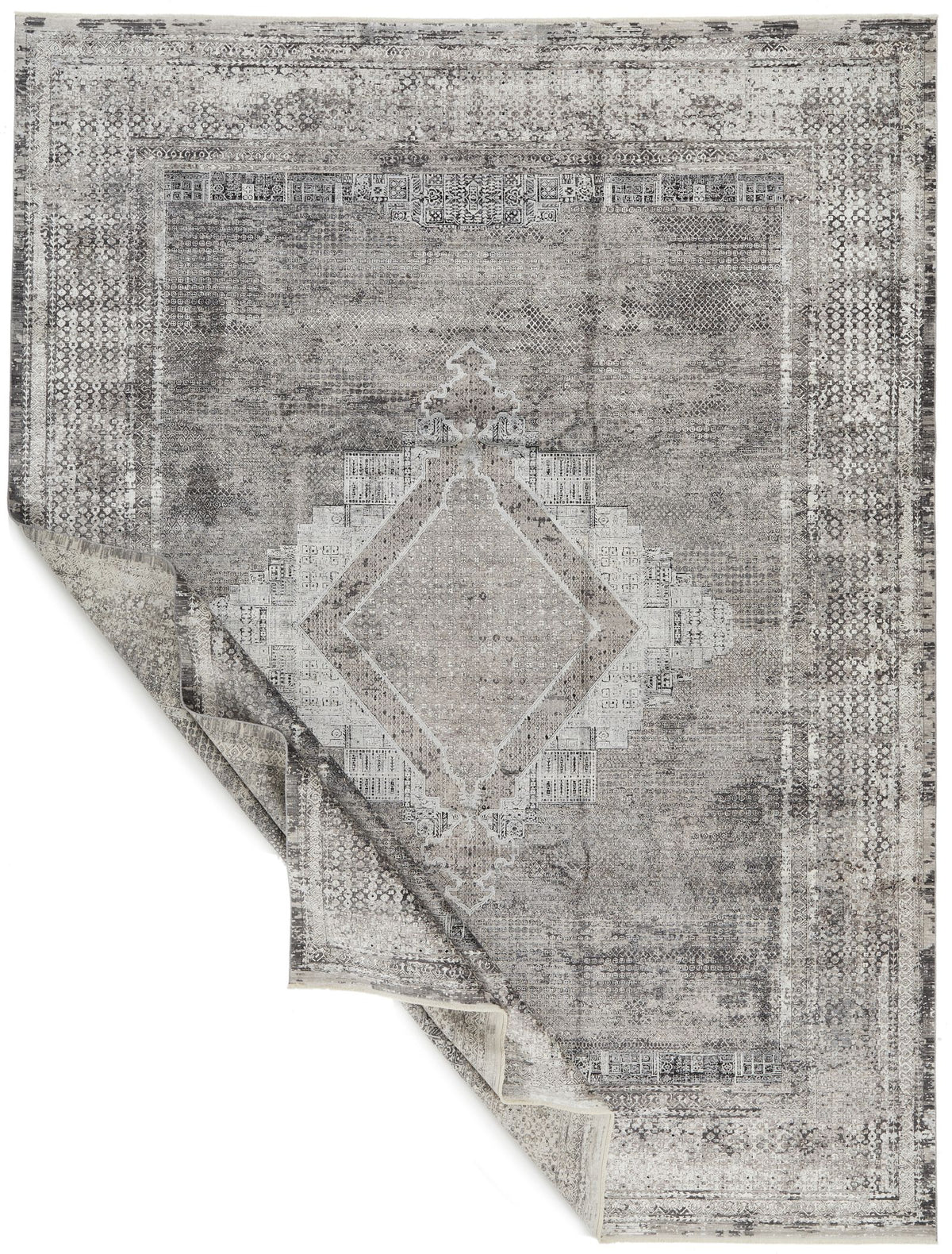 10x13 Silver and Black Turkish Antep Rug