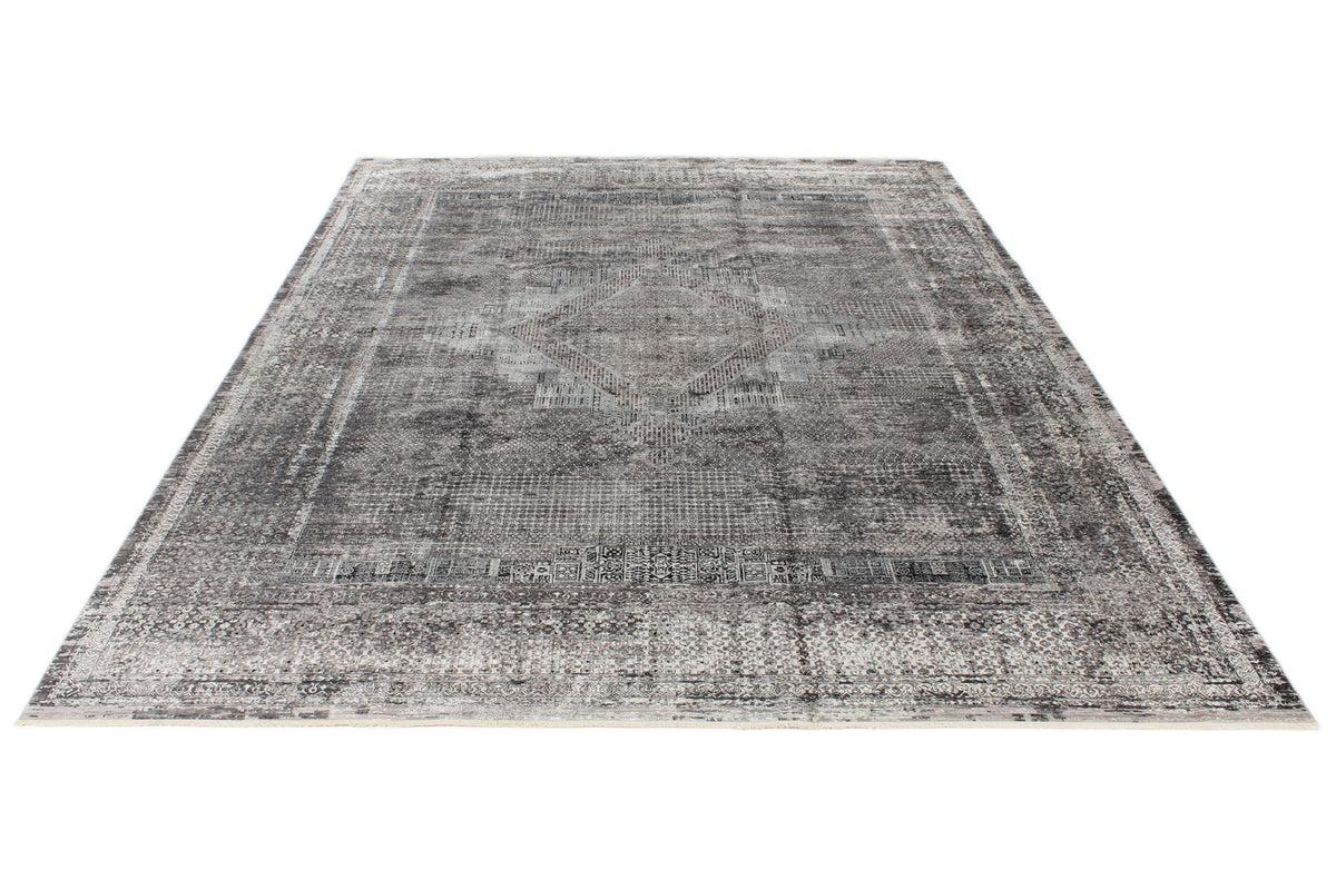 10x13 Silver and Black Turkish Antep Rug