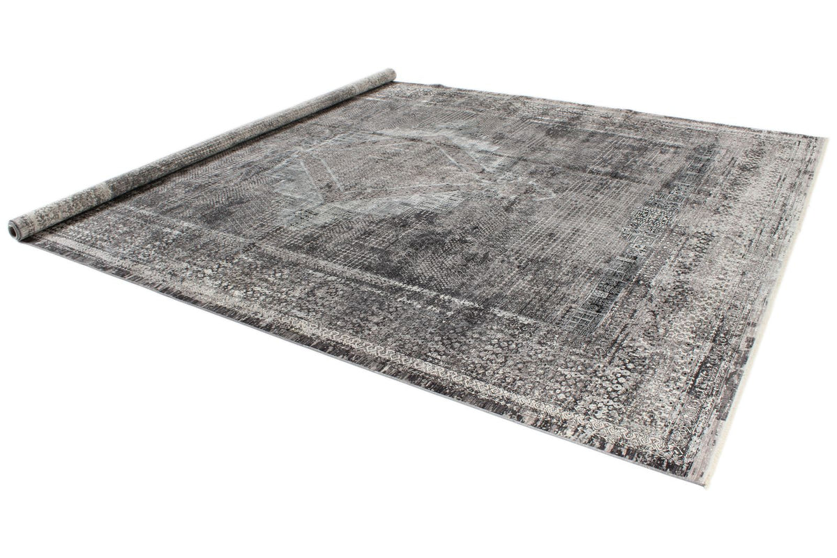 10x13 Silver and Black Turkish Antep Rug