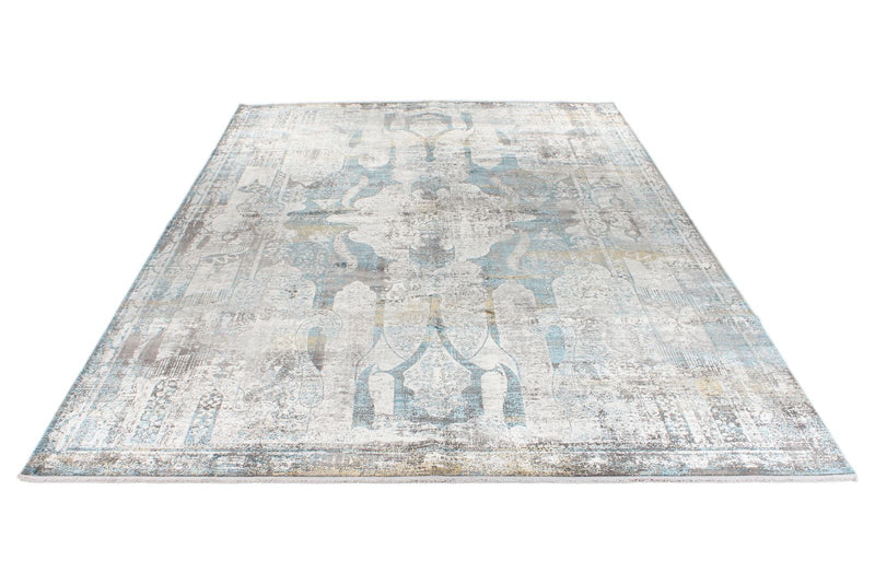 10x13 Silver and Multicolor Turkish Antep Rug