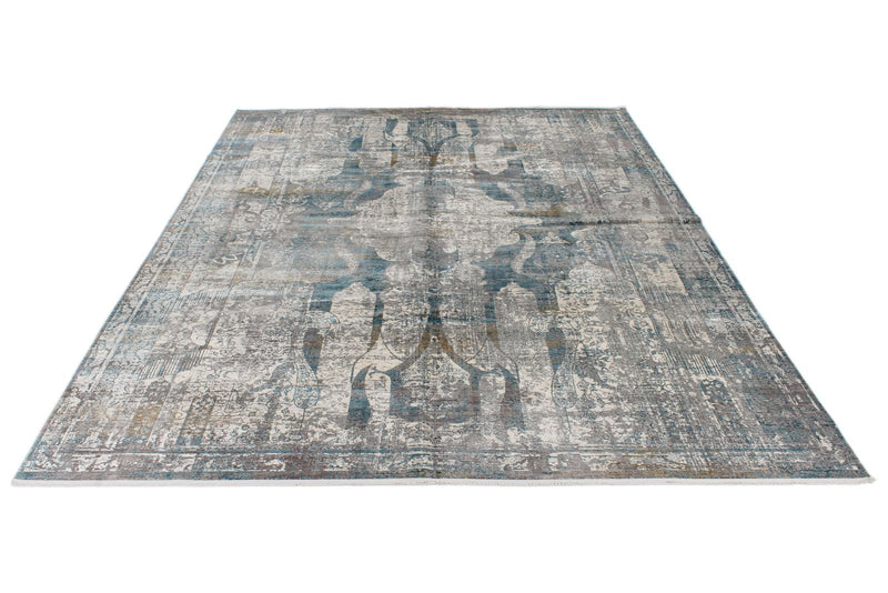 10x13 Silver and Multicolor Turkish Antep Rug