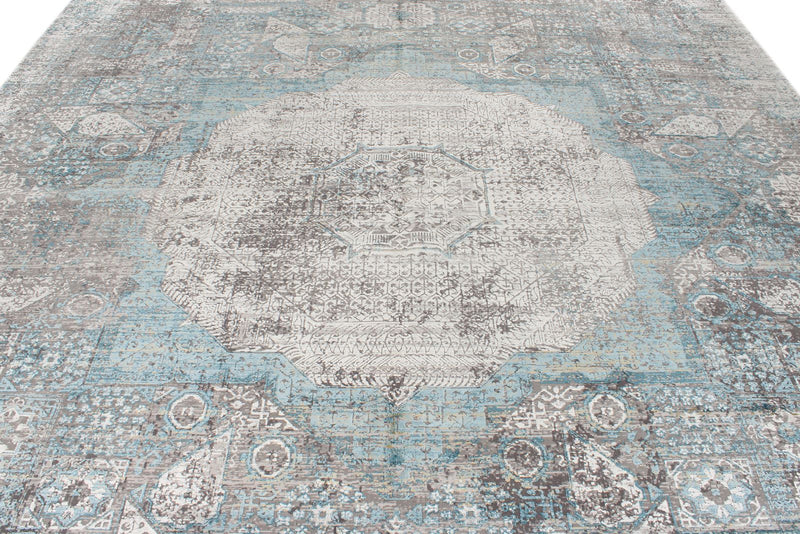 10x13 Silver and Multicolor Turkish Antep Rug