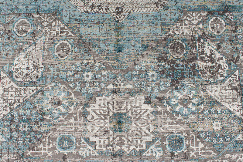 10x13 Silver and Multicolor Turkish Antep Rug