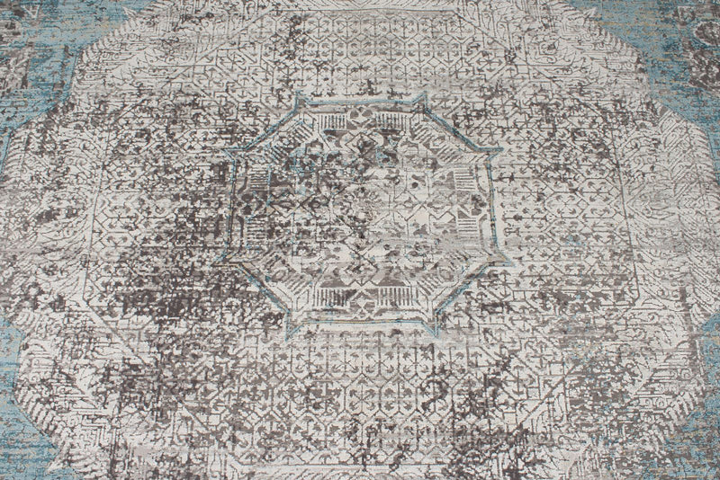 10x13 Silver and Multicolor Turkish Antep Rug