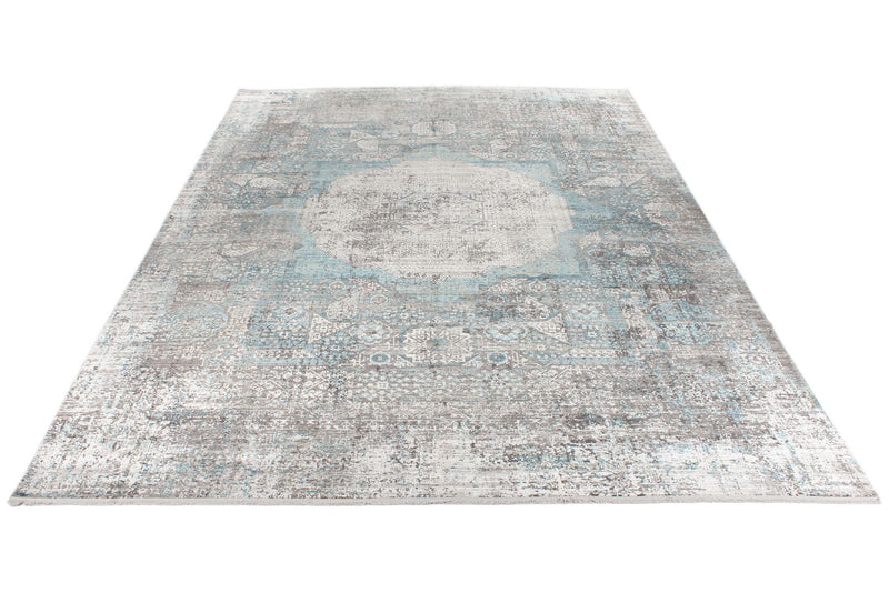 10x13 Silver and Multicolor Turkish Antep Rug