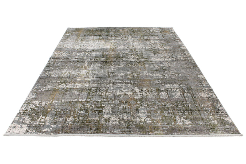 10x13 Green and Silver Turkish Antep Rug