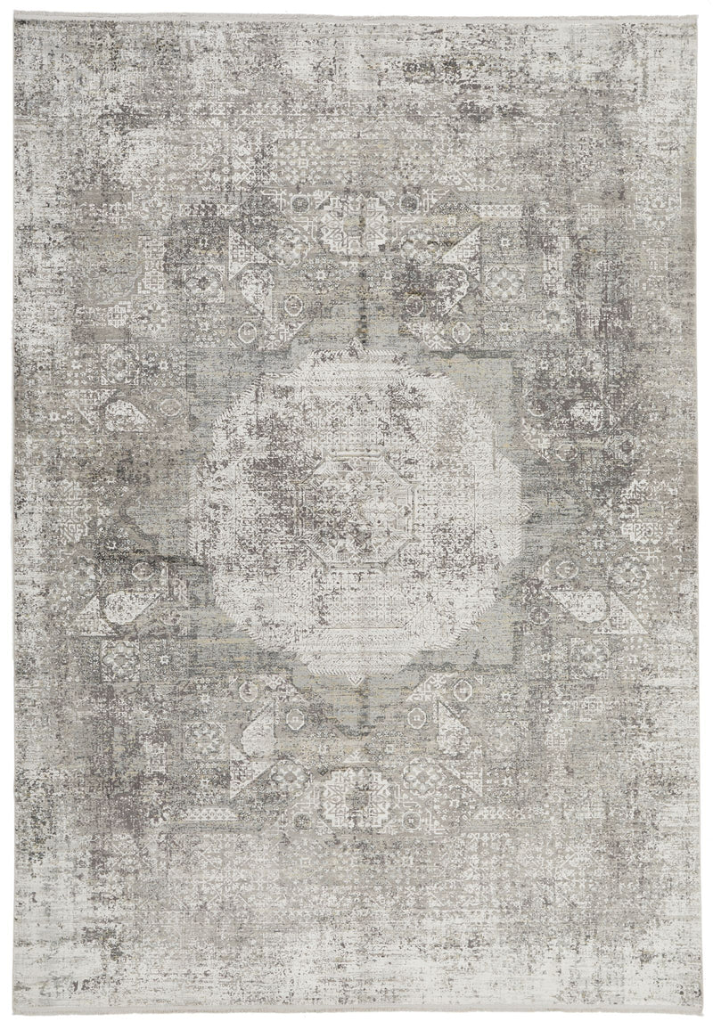 8x11 Ivory and Gray Turkish Antep Rug