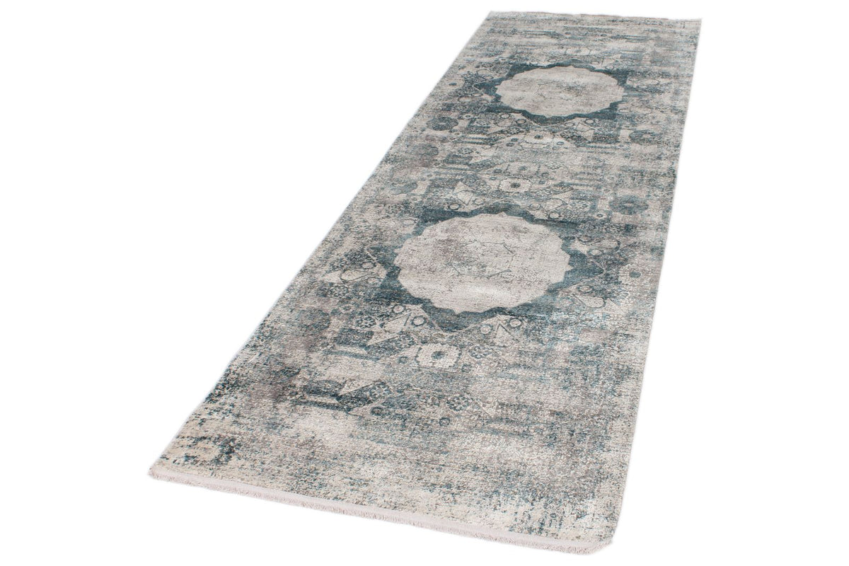 3x10 Silver and Blue Turkish Antep Runner