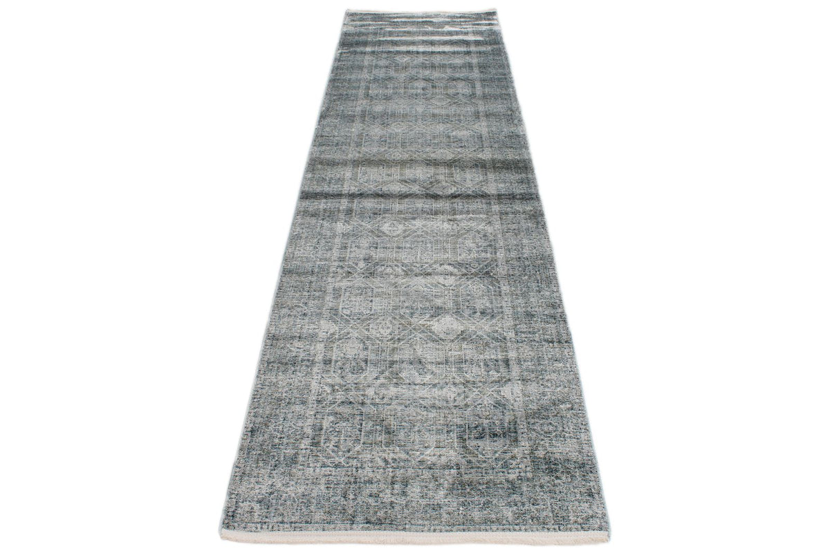 3x10 Silver and Blue Turkish Antep Runner