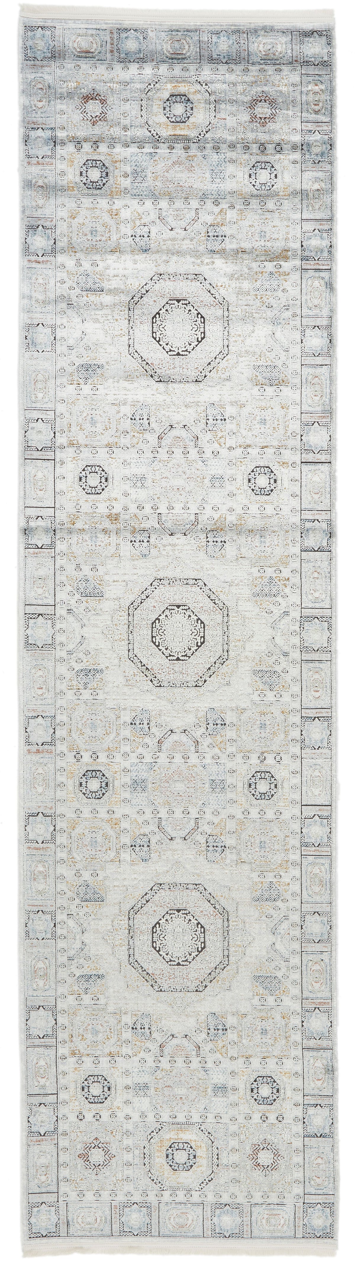 3x10 Silver and Multicolor Turkish Antep Runner
