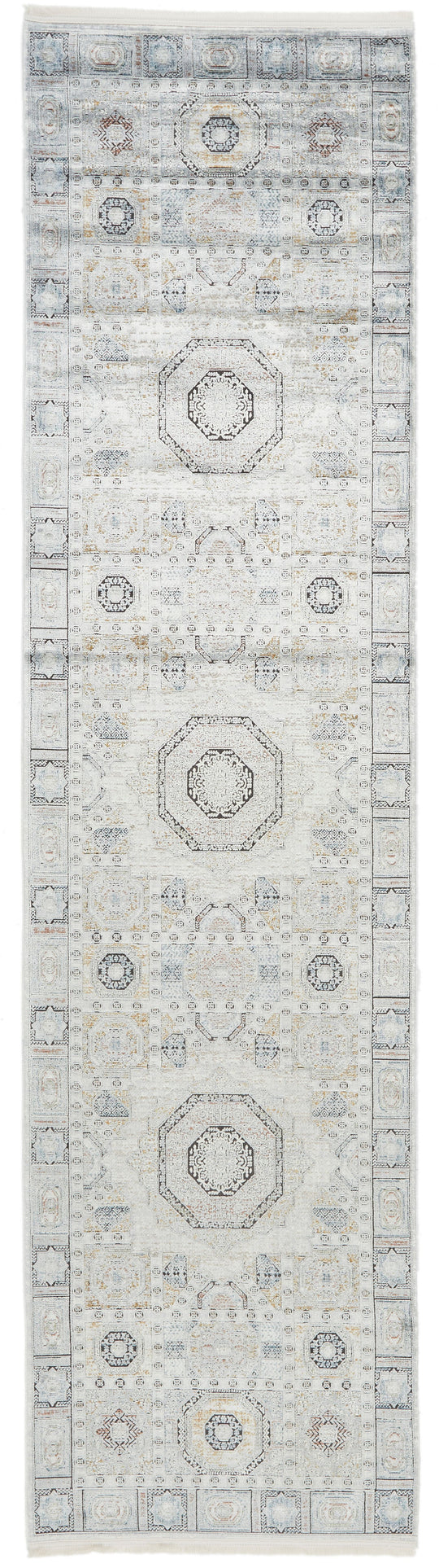 3x10 Silver and Multicolor Turkish Antep Runner