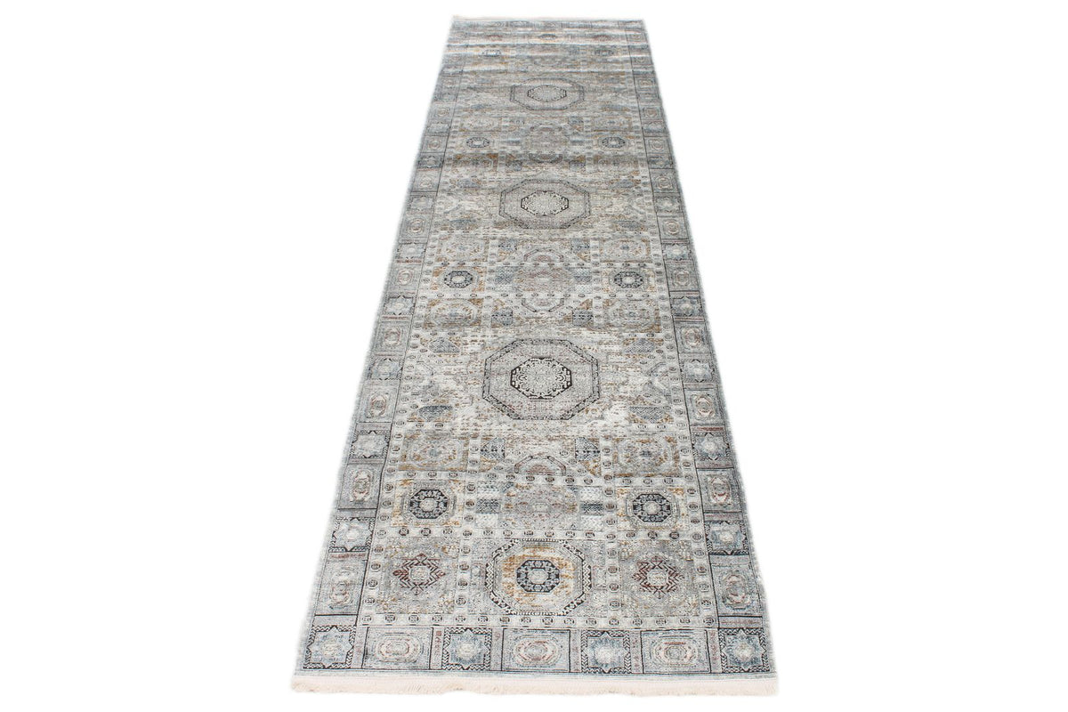 3x10 Silver and Multicolor Turkish Antep Runner