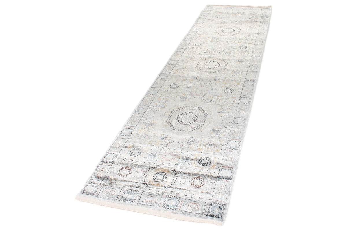 3x10 Silver and Multicolor Turkish Antep Runner