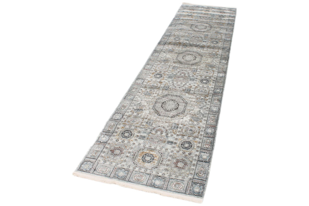 3x10 Silver and Multicolor Turkish Antep Runner