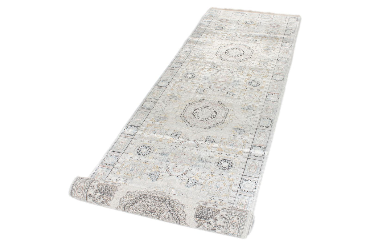 3x10 Silver and Multicolor Turkish Antep Runner