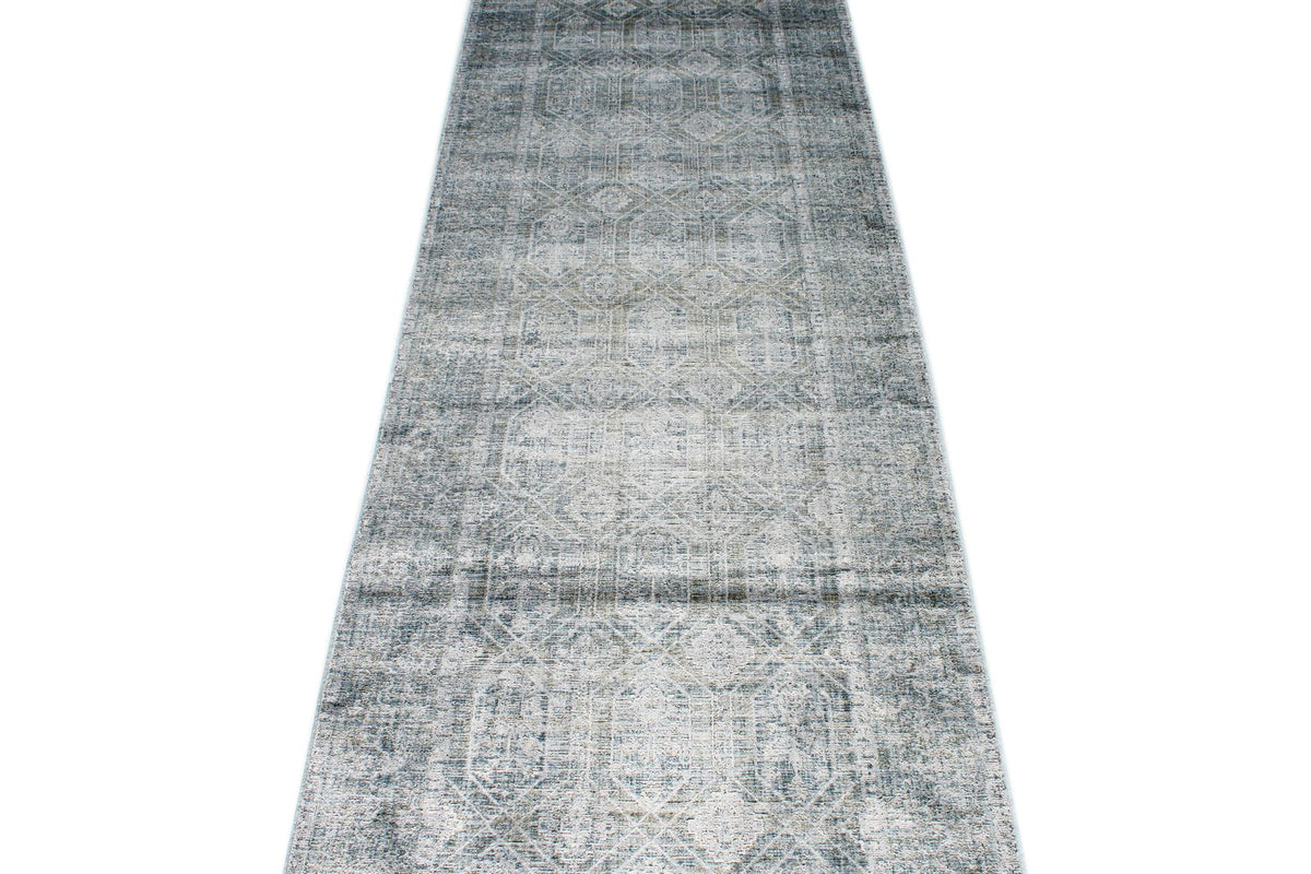 3x10 Silver and Multicolor Turkish Antep Runner