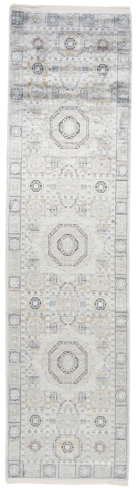 3x10 Silver and Multicolor Turkish Antep Runner