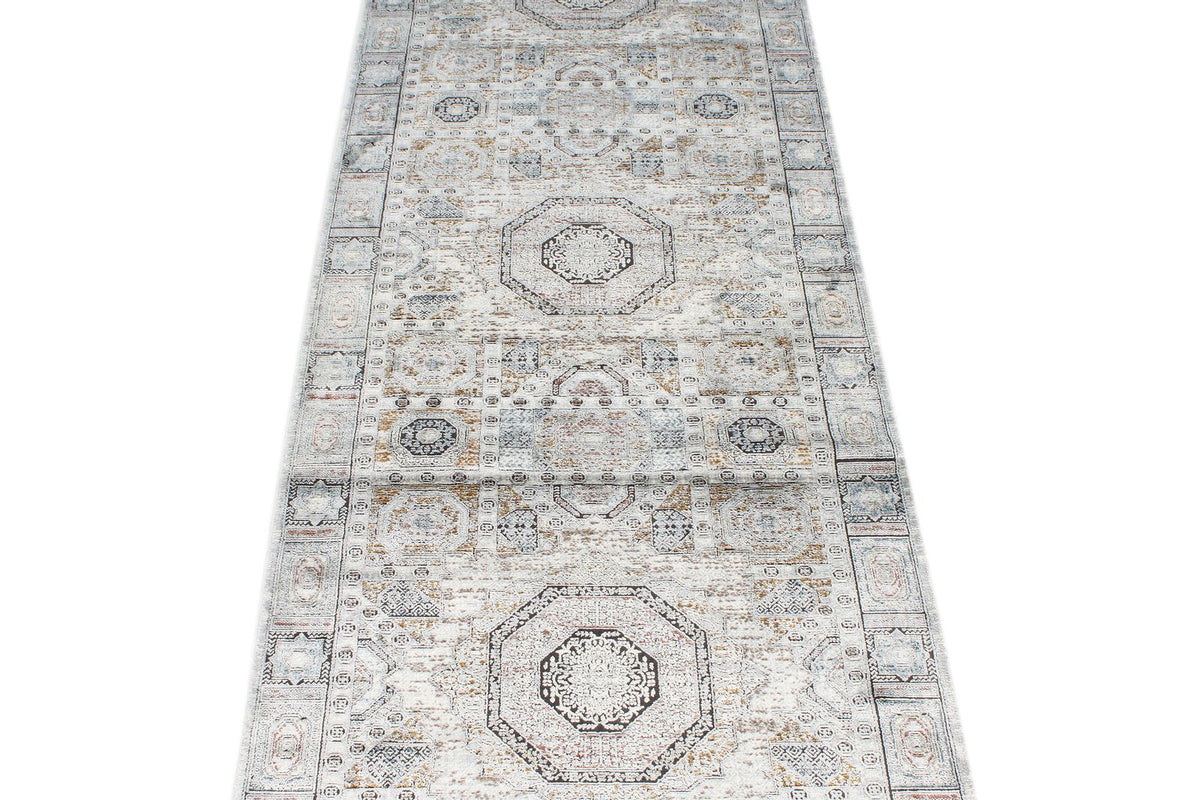 3x10 Silver and Multicolor Turkish Antep Runner