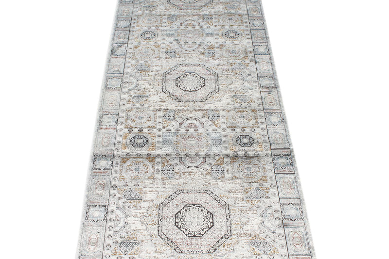 3x10 Silver and Multicolor Turkish Antep Runner