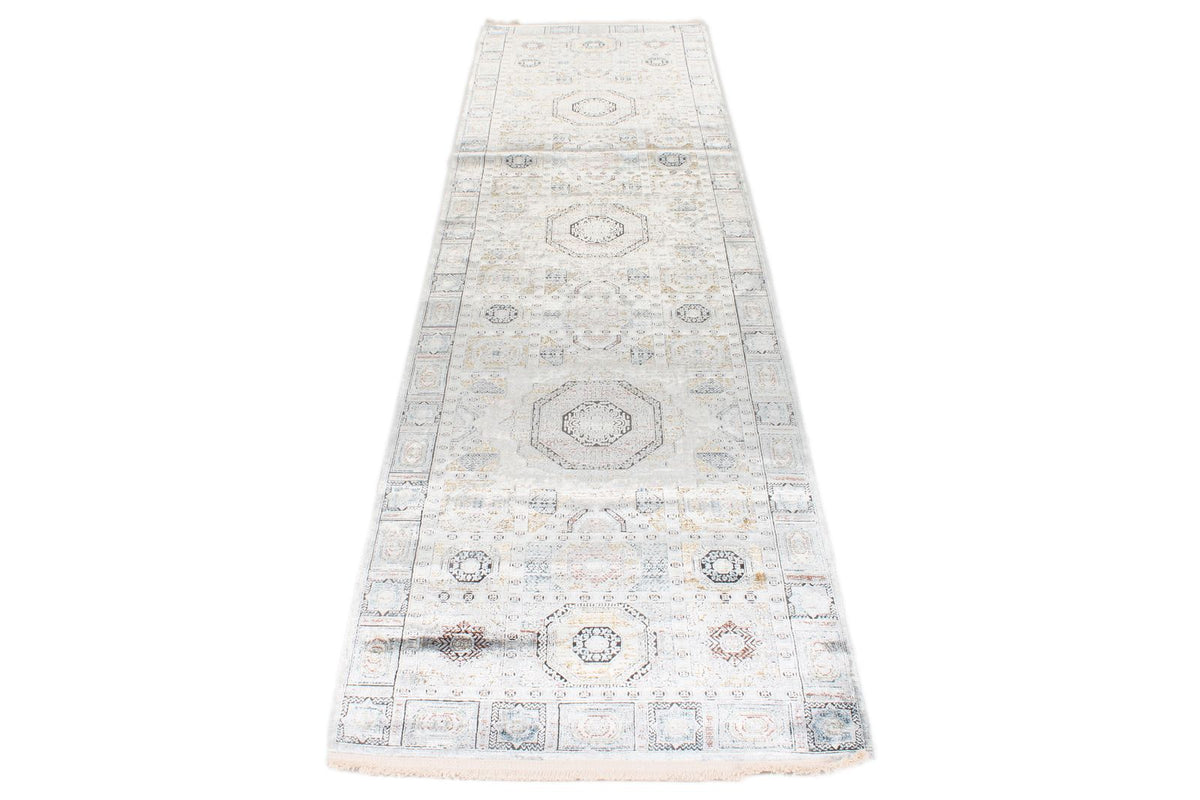3x10 Silver and Multicolor Turkish Antep Runner