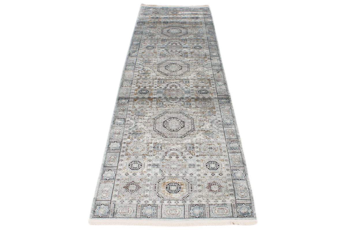 3x10 Silver and Multicolor Turkish Antep Runner