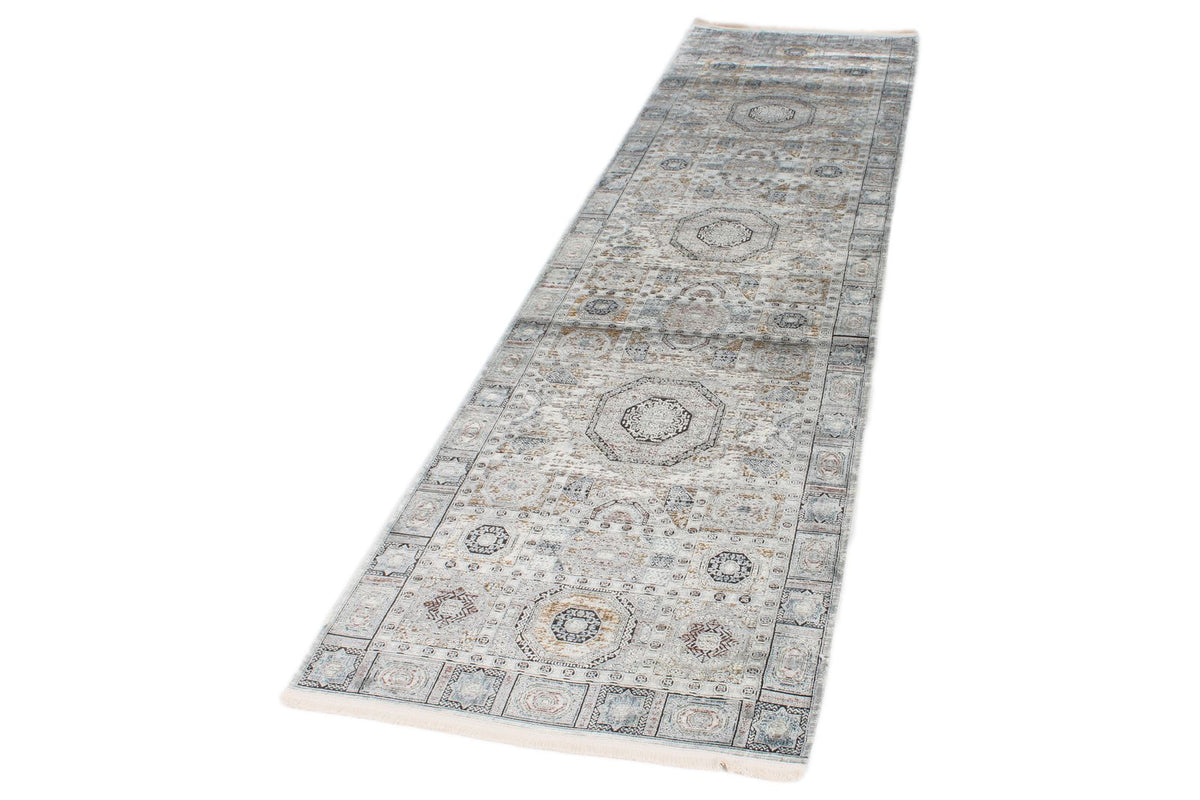 3x10 Silver and Multicolor Turkish Antep Runner