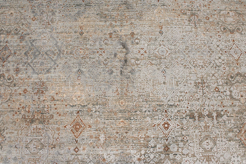 7x10 Beige and Multicolor Turkish Antep Rug