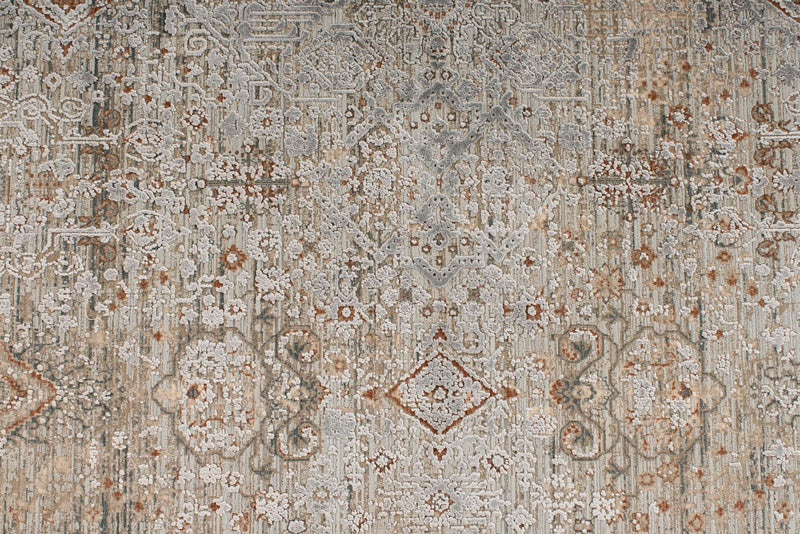 7x10 Beige and Multicolor Turkish Antep Rug