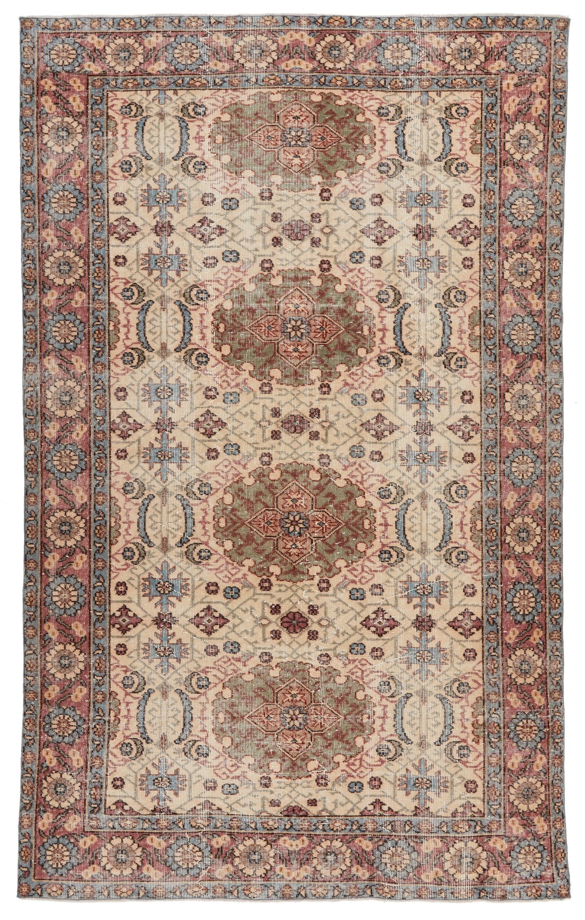 6x9 Ivory and Pink Modern Contemporary Rug