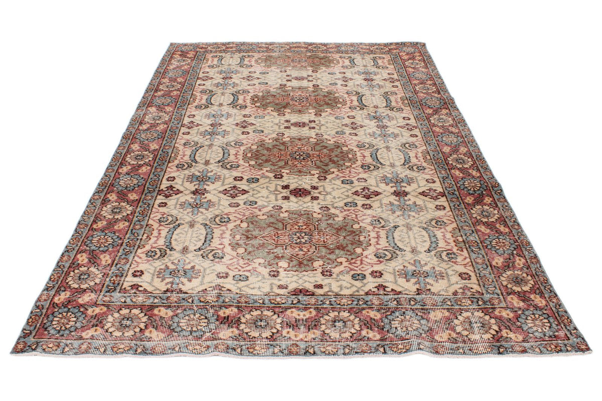 6x9 Ivory and Pink Modern Contemporary Rug