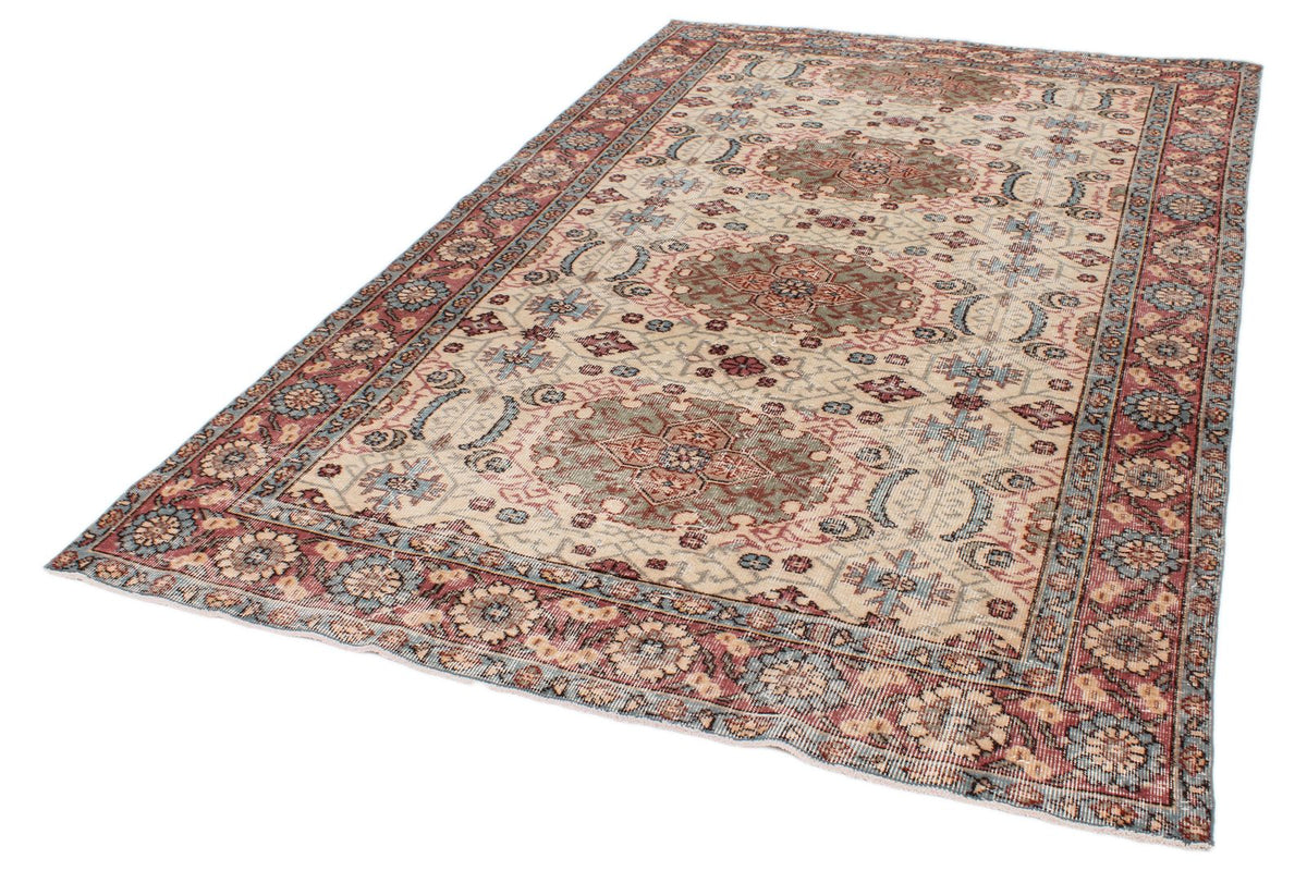 6x9 Ivory and Pink Modern Contemporary Rug