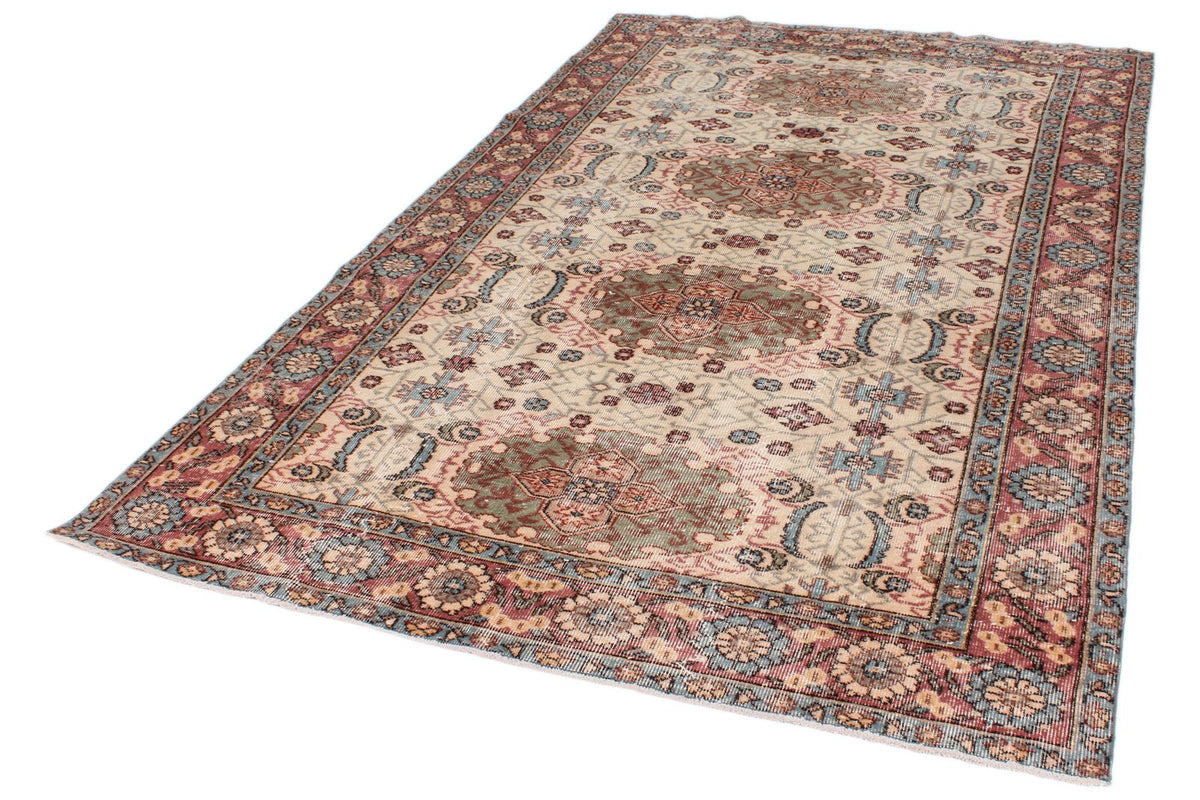 6x9 Ivory and Pink Modern Contemporary Rug