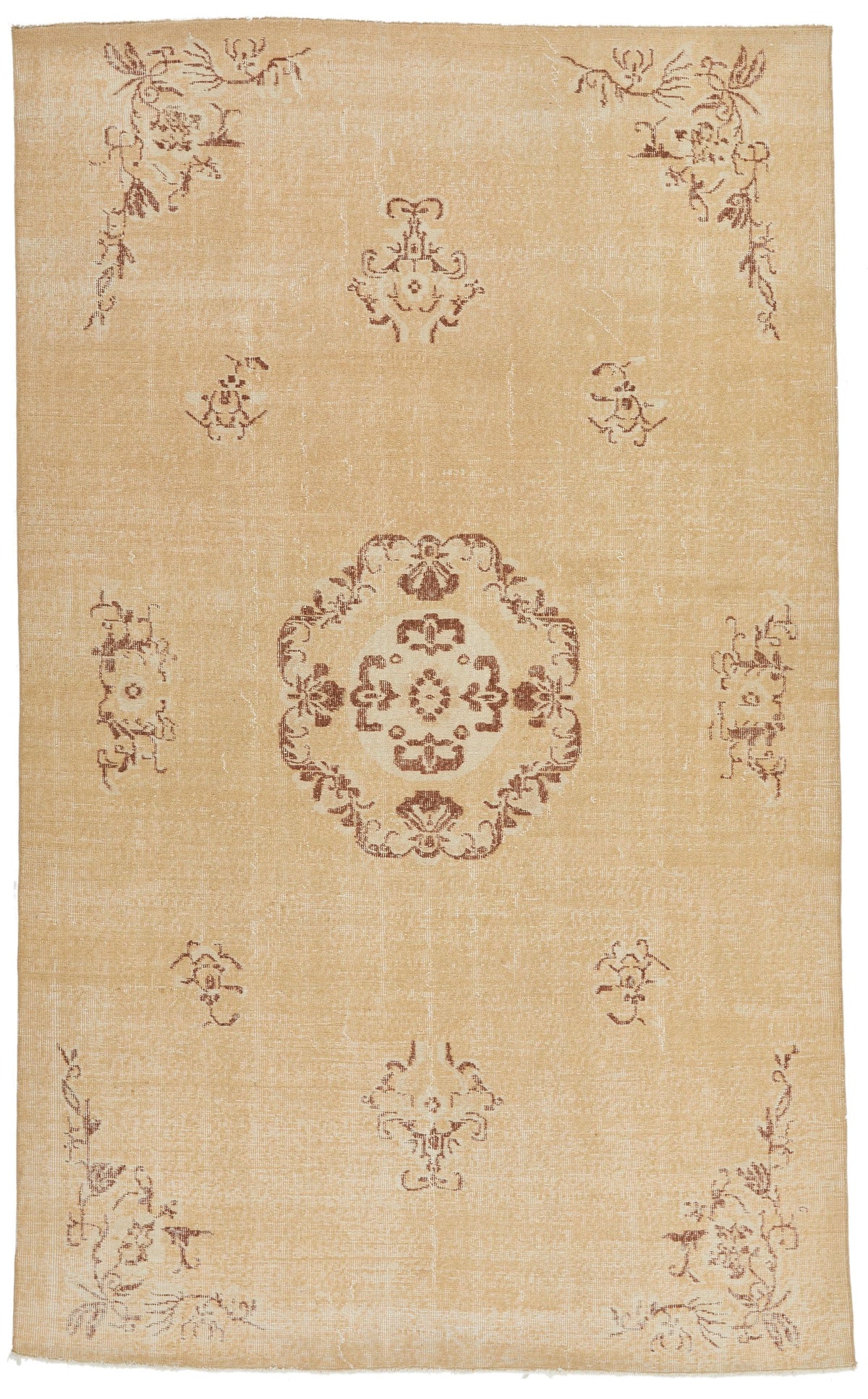 6x9 Brown and Beige Turkish Overdyed Rug