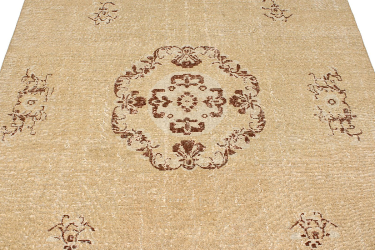 6x9 Brown and Beige Turkish Overdyed Rug