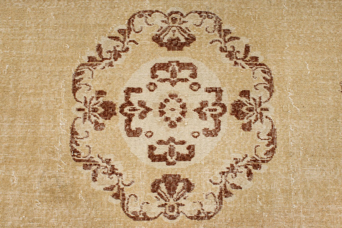 6x9 Brown and Beige Turkish Overdyed Rug
