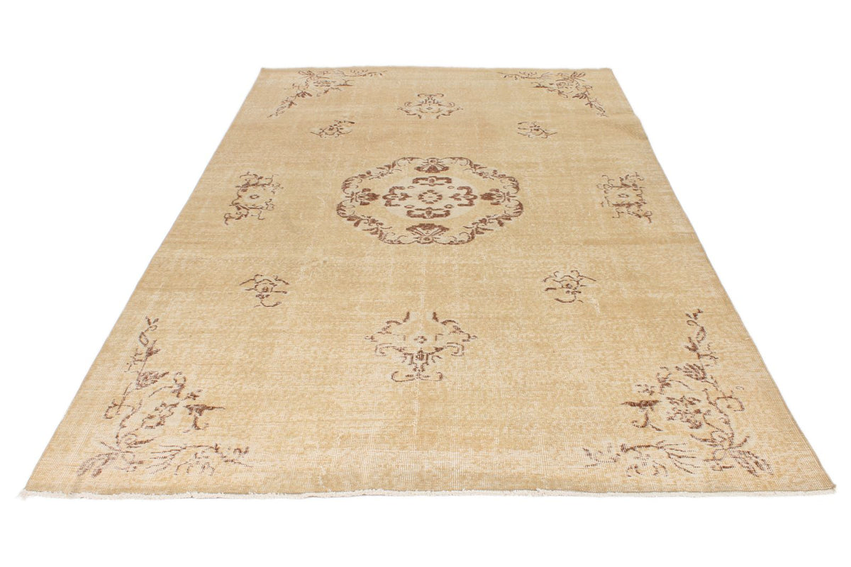 6x9 Brown and Beige Turkish Overdyed Rug