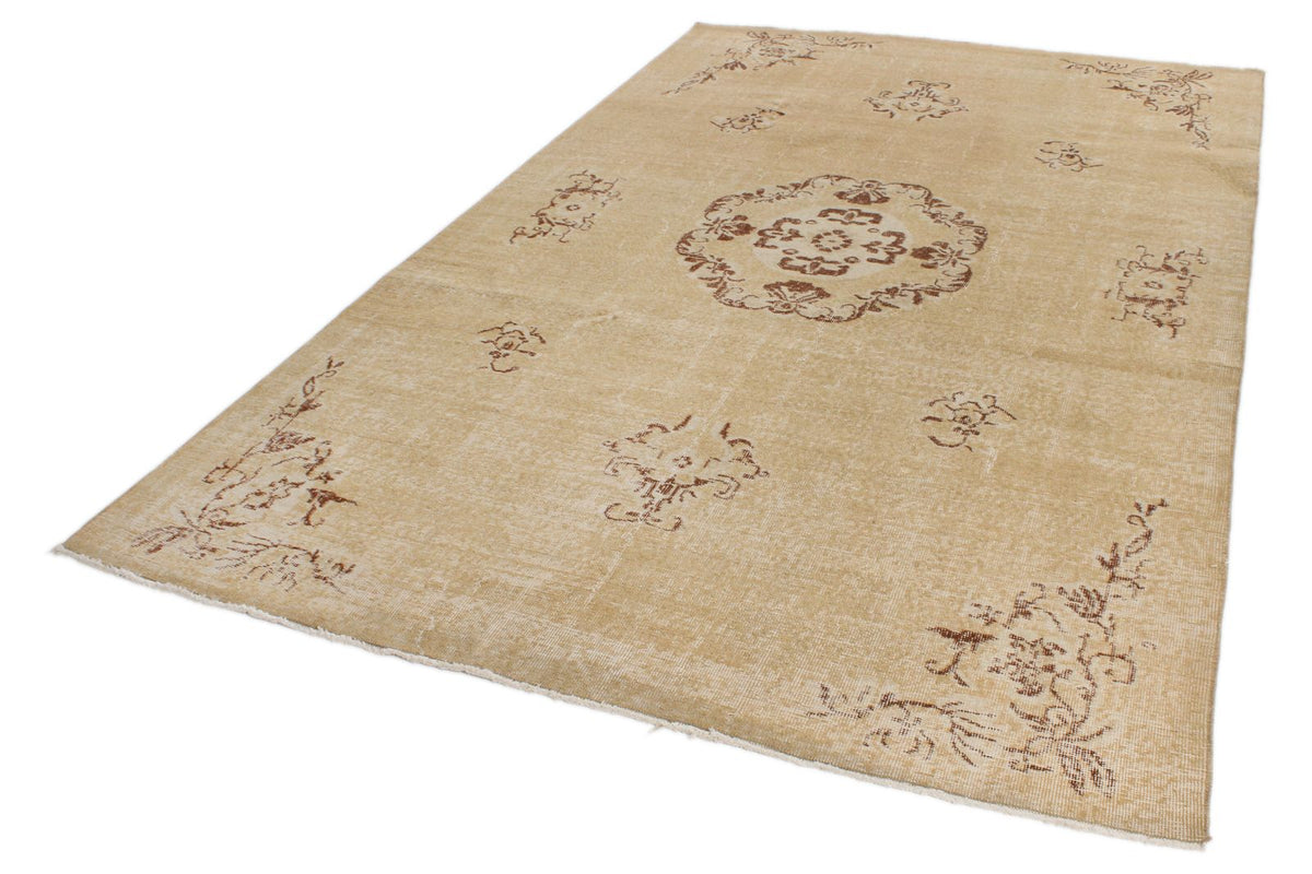6x9 Brown and Beige Turkish Overdyed Rug