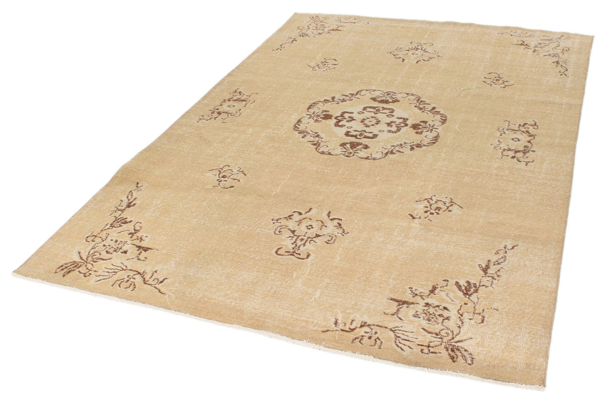 6x9 Brown and Beige Turkish Overdyed Rug
