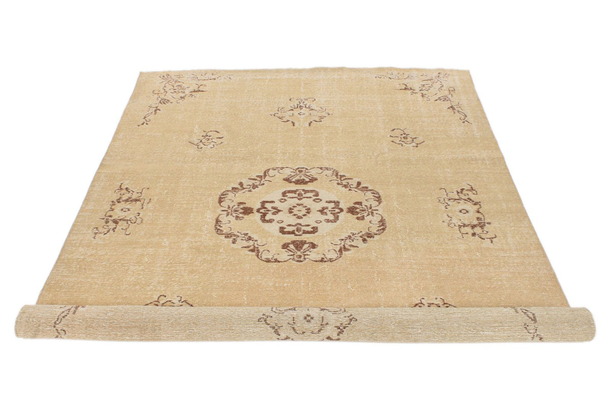 6x9 Brown and Beige Turkish Overdyed Rug