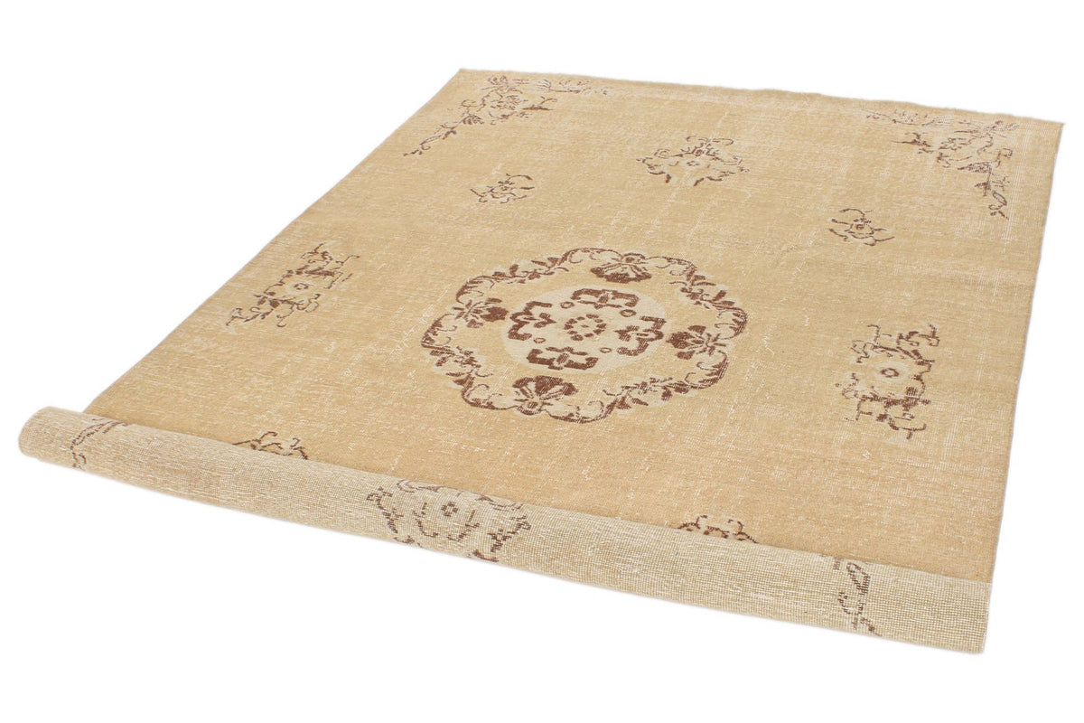 6x9 Brown and Beige Turkish Overdyed Rug