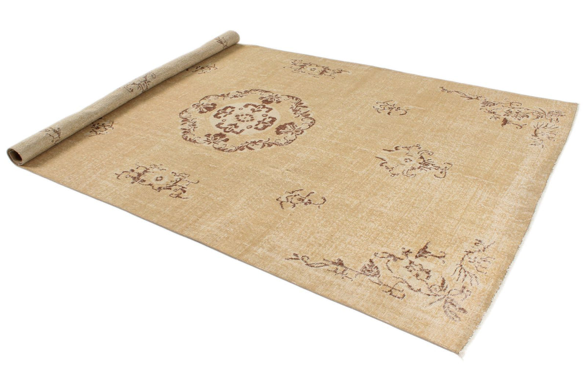 6x9 Brown and Beige Turkish Overdyed Rug
