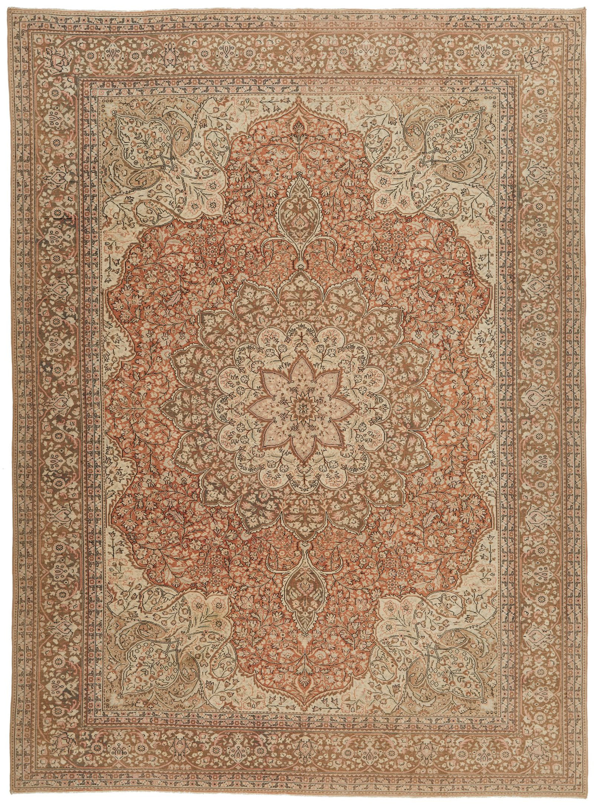 8x11 Rust and Brown Turkish Traditional Rug