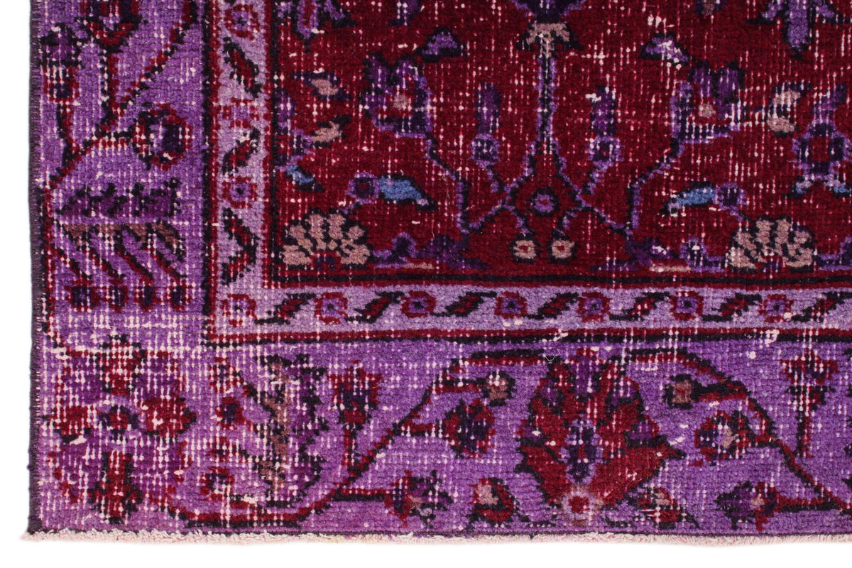 4x9 Red and Purple Turkish Overdyed Runner