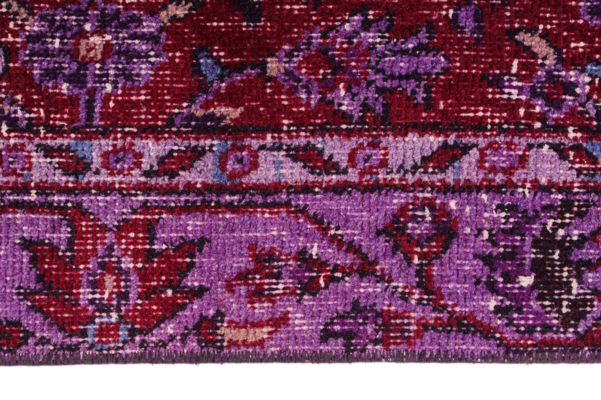 4x9 Red and Purple Turkish Overdyed Runner