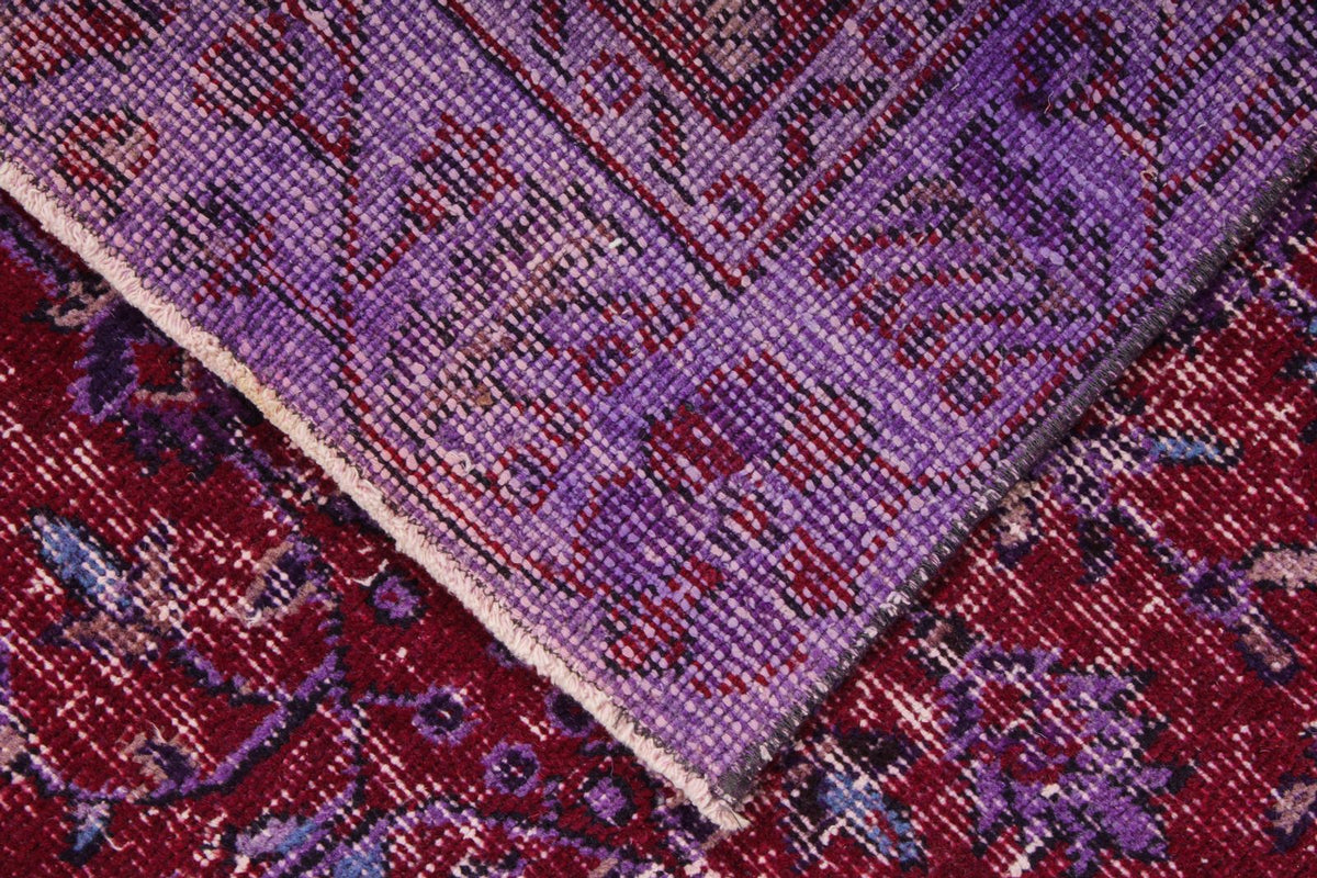 4x9 Red and Purple Turkish Overdyed Runner